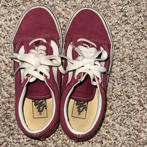 Vans Maroon and White Sneakers